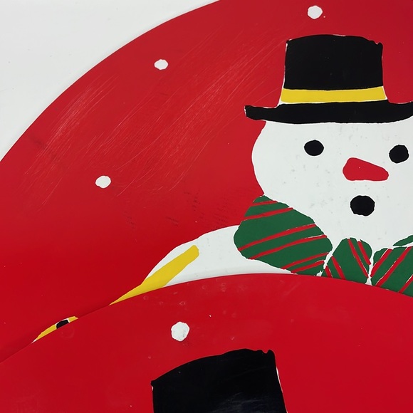 Vintage | Set of 4 Round Christmas Snowman Placemats - Picture 2 of 6